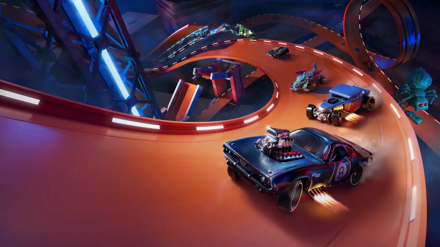 On this game cover, we see a race track with typical Hot Wheel toy cars. Play Hot Wheel Unleashed as one of the PlayStation Plus Free Games in October 2022.