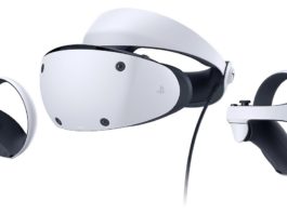 In the picture, which is part of the Playstation VR 2 preview, you can see the PSVR 2 together with the controllers against a white background.