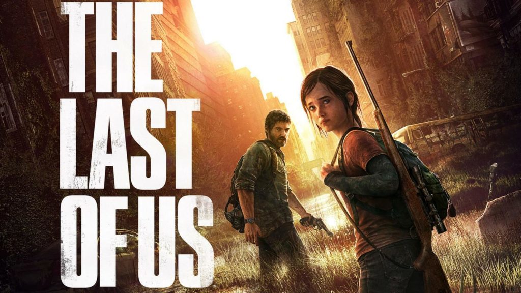 In The Last of Us, we see the main characters Joel and Ellie wandering through abandoned places, which is also shown in this picture. On the left of the picture is also the part of the game "The Last of Us" in white.