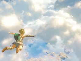 The screenshot shows the protagonist of the new Zelda title falling down through the clouds with his arms and legs stretched out. The screenshot is from a trailer by Nintendo from the summer of 2021. Since September 13, it is known that the new part will be called "The Legend of Zelda: Tears of Kingdom".