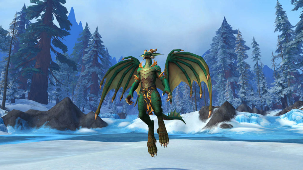 In this screenshot from World of Warcraft, we see the Dracthyr Evoker in the Addon WoW Dragonflight.