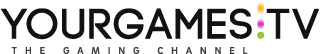 The logo shows Yourgames.TV in capital letters and a modern font. The dot is in a bright orange. Under Yourgames.TV is a smaller smaller sub heading reading the gaming channel in capital letters with more space between them and in a more classical font. 