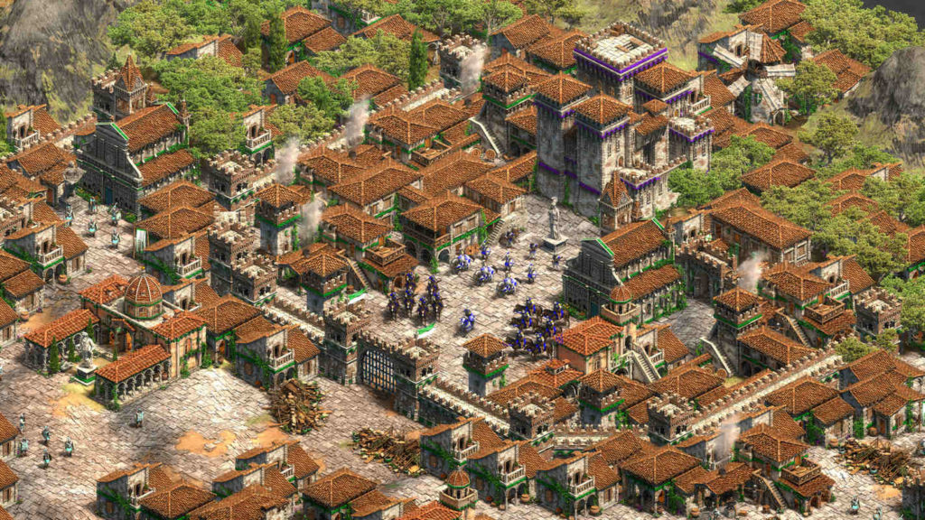 In Age of Empires on Xbox, you'll lead many units into battle and build a large base with a lot of buildings, as illustrated in this screenshot from Age of Empires 2. You'll soon also be able to play Age of Empires 4 on Xbox.