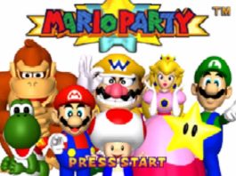 In this picture, we see the title screen of Mario Party, which is one of the most popular N64 games on Switch. You can see the well-known characters from the Super Mario Bros. universe.