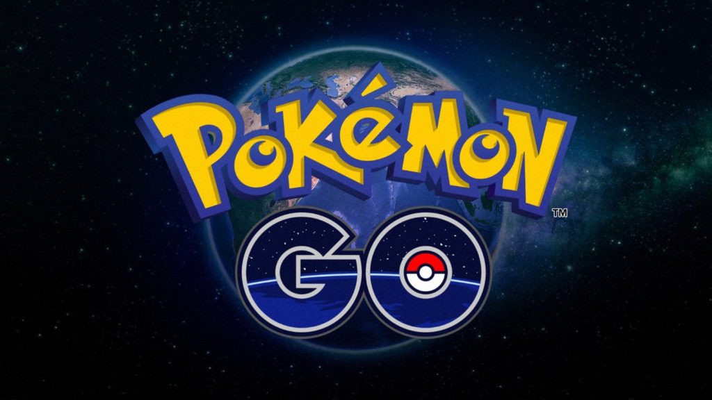 In this picture, we see the title of the game "Pokemon Go" in front of our planet Earth in space as one of the best fun apps to play.