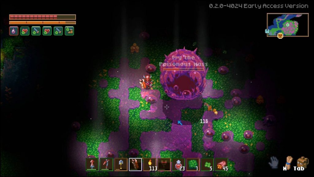 Fight the last boss, which is made of poisonous pink slime, as shown in this screenshot.