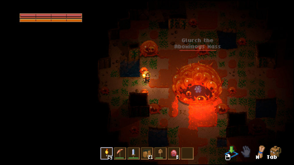 In this screenshot we see Glurch the Abominous Mass, one of six Core Keeper bosses. Our guide will help you defeat him.