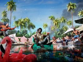 The cover of Dead Island 2 can be seen here. Jakob, one of the playable characters, is shown in the center of the image in a wide shot. He is a cool African-American with black crimped hair, a yellow vest, blue jeans, and black high boots. He wears black sunglasses and a red katana leans against his right shoulder. In a casual pose, he sits on a floating turquoise armchair in the middle of a pool. As viewers, we are at the level of the water about 3 meters in front of him and look at him. Jacob looks back at us. The pool is in a hotel complex, which we recognize in the background on the left and on the right in the picture in the cut. Further back, numerous tall palm trees tower into the blue sky. The very colorful surroundings are reflected in the water of the pool. In front of the left in the picture an inflated red flamingo swims in the water. Zombies rush and jump at the protagonist from the sides. But the protagonist doesn't let himself be disturbed and demonstratively holds a cocktail glass with orange contents in his left hand. The release date of the game is now confirmed.