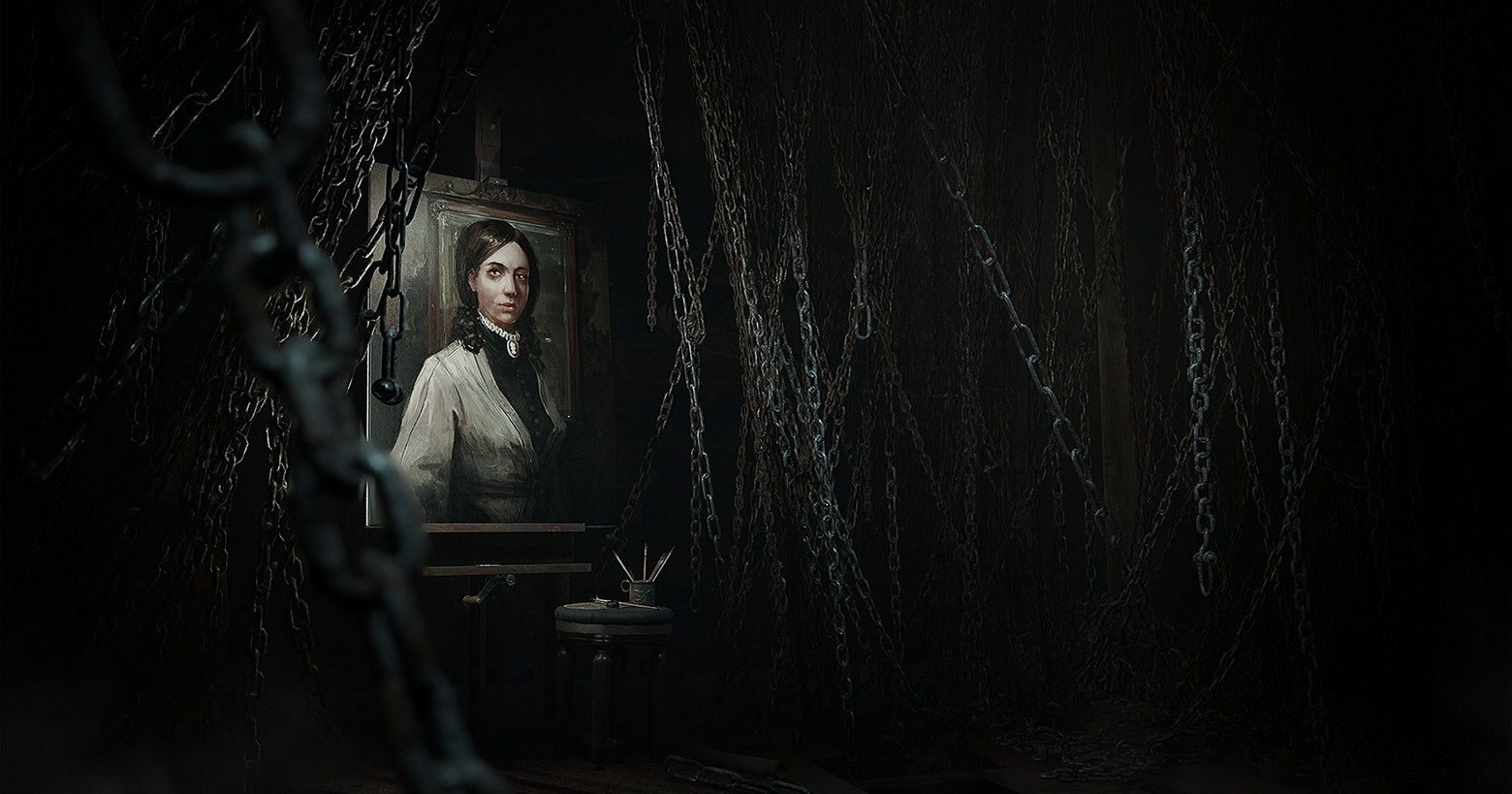 In the third installment of Layers of Fear, you will see creepy oil portraits again. We look at the portrait of a young woman in white clothes.