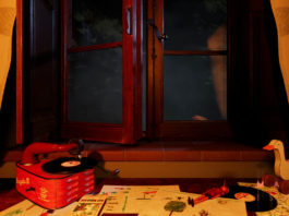 We look from a child's desk to an open wooden window. Martha is Dead has a deep plot and is a scary game.