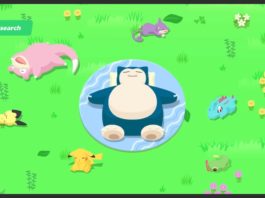 In this screenshot from Pokémon Sleep, we see Snorlax sleeping in a meadow with other cute monsters.