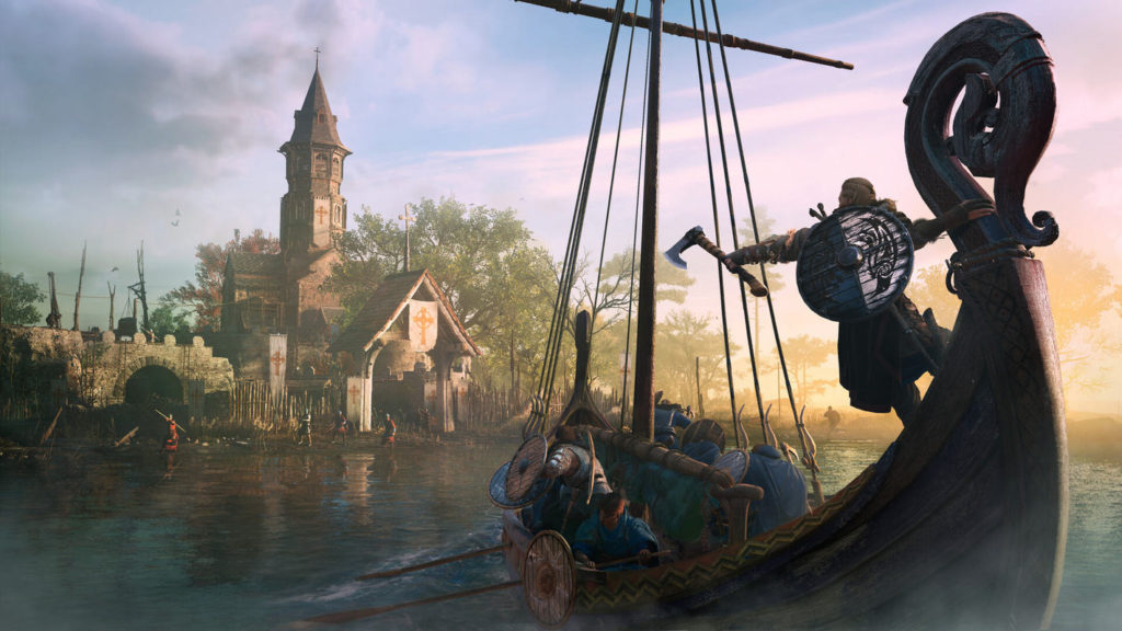 The protagonist is seen as a Viking on a dragon boat, heading for an enemy settlement. Is it the best Assassin's Creed game?