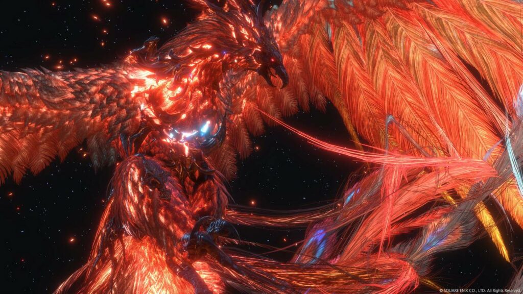 A giant firebird from Final Fantasy XVI is shown. Watch gameplay from FF16 in a trailer and enjoy the release date for PS5.