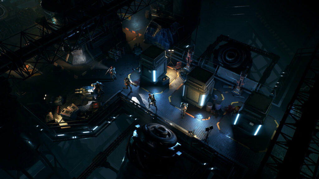 Here we see in the top view the Marines Squad in a machine room from the new alien game Dark Descent.