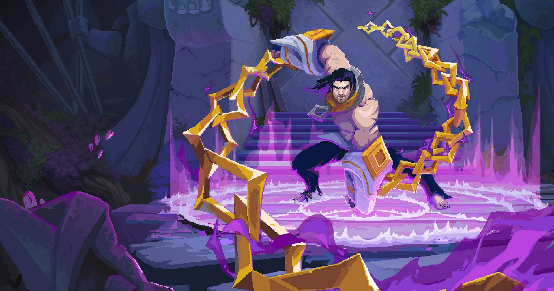 The Mageseeker is the new spin-off in the League of Legends universe. Here we see Sylas the Unshackled with his chains.