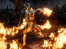 We will see if characters like Scorpion make it into the Mortal Combat 12 roster. Here we see him with his chain in the fire.