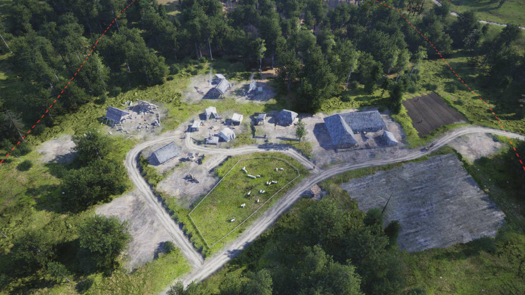 We look from above at a built medieval town in Manor Lords, one of the best games in 2023, as a new building sim.