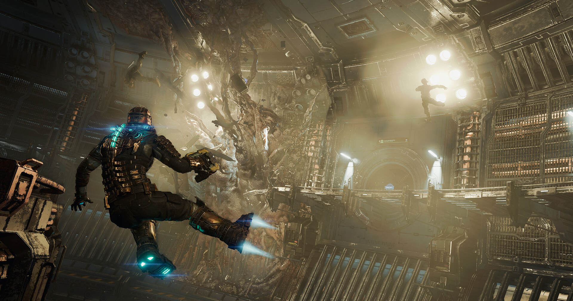 We see the protagonist floating in a spaceship in Dead Space Remake, one of the new best PS5 & PS4 games in 2023.