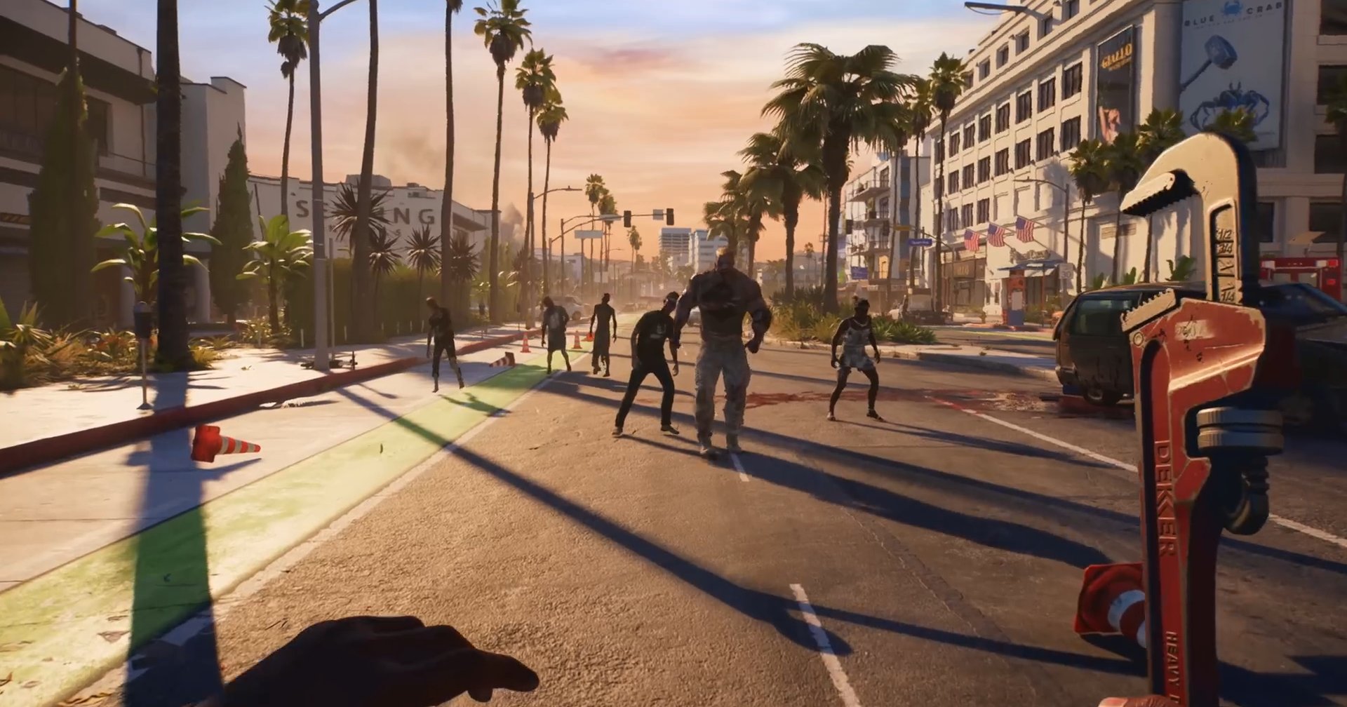 Enjoy the Unreal Engine 5 power of the new zombie games in 2023 and 2024. Here we see the undead in Dead Island 2 on the street.