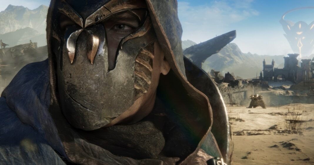 We see a close-up of the protagonist wearing a metallic mask and a dark blue hood in Atlas Fallen. The release date is near.