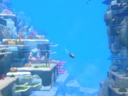 The gameplay in Dave the Diver is not only underwater. Here we see the hero diving through the sea. Learn more in our review.