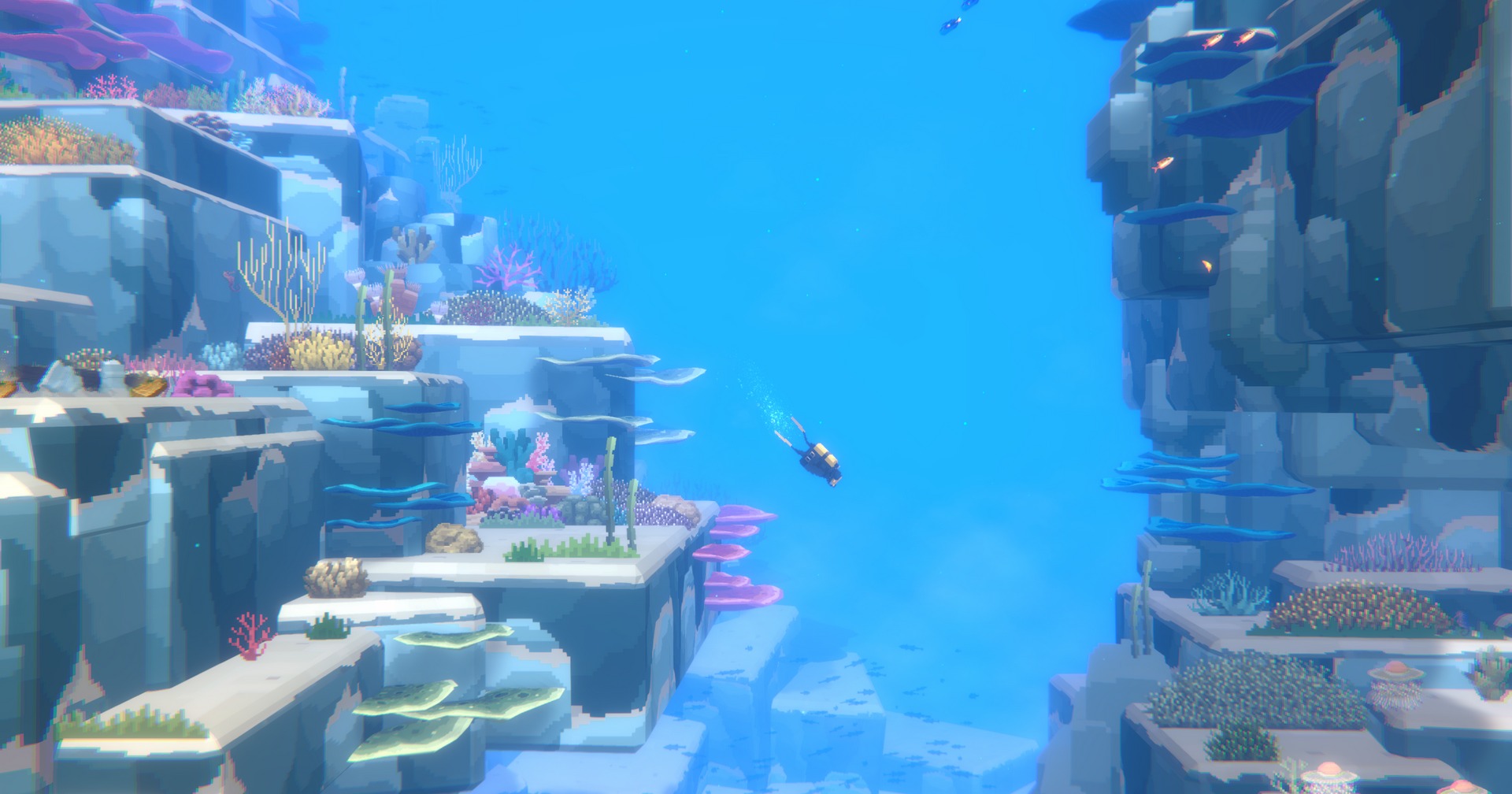 The gameplay in Dave the Diver is not only underwater. Here we see the hero diving through the sea. Learn more in our review.