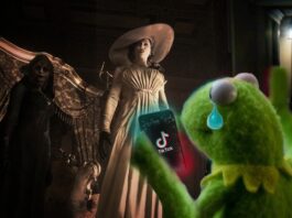 We see a collage consisting of a screenshot with Lady Dimitrescu and Kermit on the topic: Why horror games don't scare me?