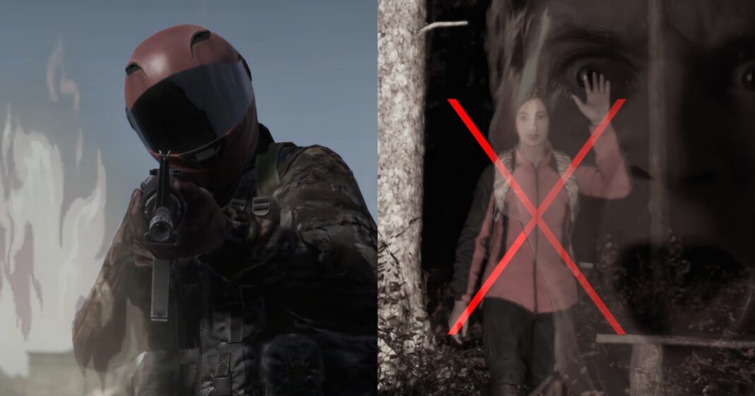 The Dayz collage illustrates why the game is hard. On the left is a pro player with a weapon, and on the right is a newbie.